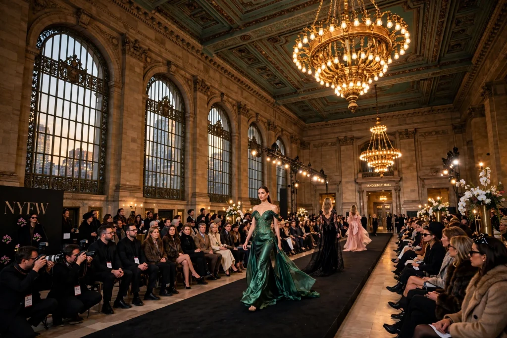 Consuelo Vanderbilt Costin brings the Vanderbilt family name back to Grand Central Terminal's Vanderbilt Hall for the New York Fashion Week debut of Vanderbilt & Seewald Global Studio